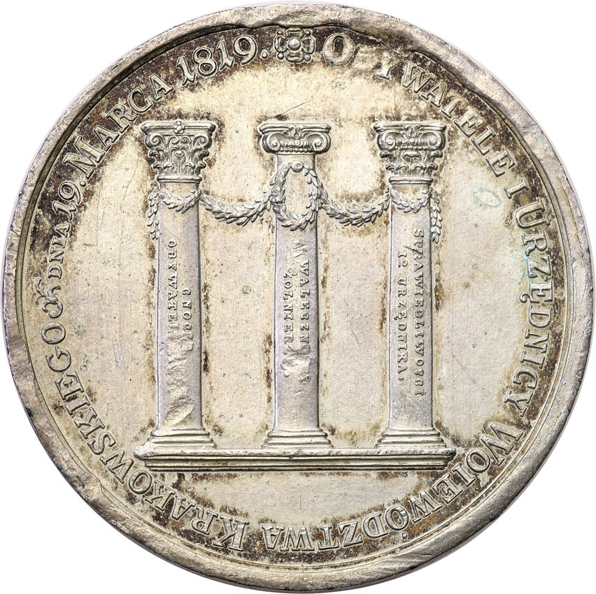 Polska, XIX wiek, Medal na pamiątkę 66 rocznicy urodzin księcia Józefa Zajączka 1819, Cyna
